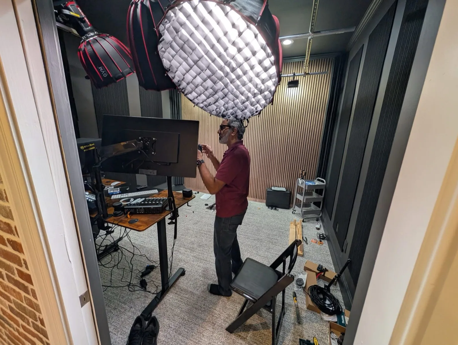 Junaid Ahmed on site, building out a client studio